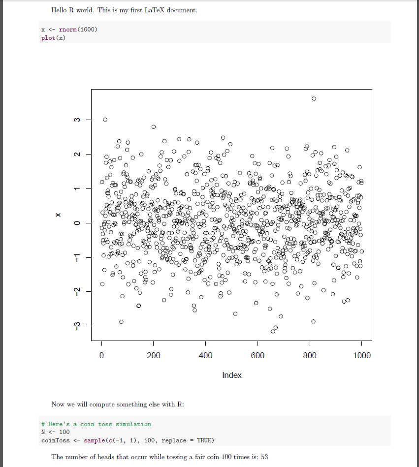 knitr with R output